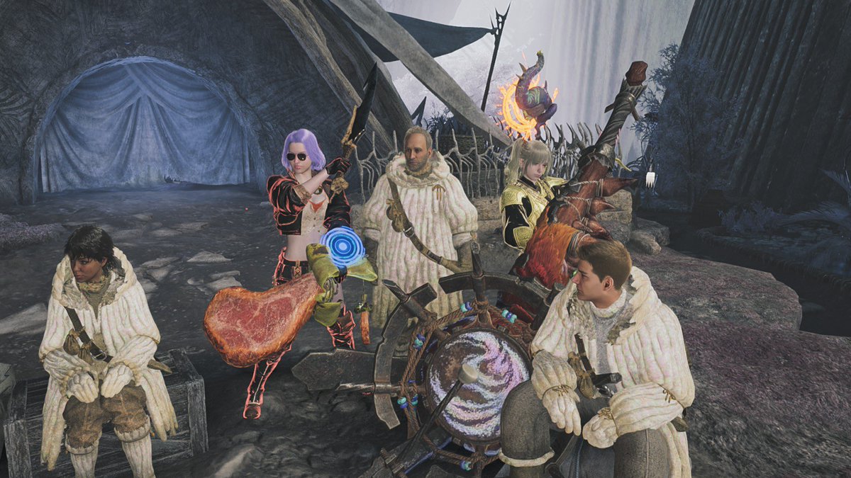 asuka_MHgareasu's tweet image. アキラさんとワイルズ&amp;amp;abiotic factor！

タシン一族の仲間になってきた😊
トマトばかりじゃなく、🍖も食いたまえ

トイレ入ってたらドア蹴破られた🤣🤣
ハイドロプラント編終わりまであと少し！
#MHWilds 
#abioticfactor