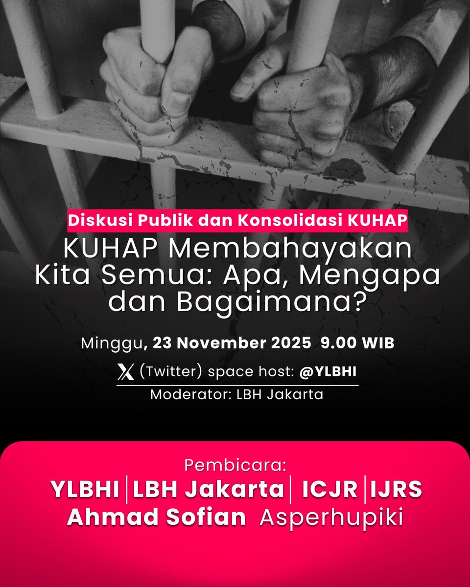 RUU KUHAP telah sah menjadi Undang-undang pada 18 November lalu. Pembahasannya tergesa-gesa, partisipasi masyarakat juga dibuat manipulatif bahkan -seperti kebiasaanya- naskah resmi dibuat sulit untuk diakses publik.

Selain proses penyusunannya yang ugal-ugalan, substansi di