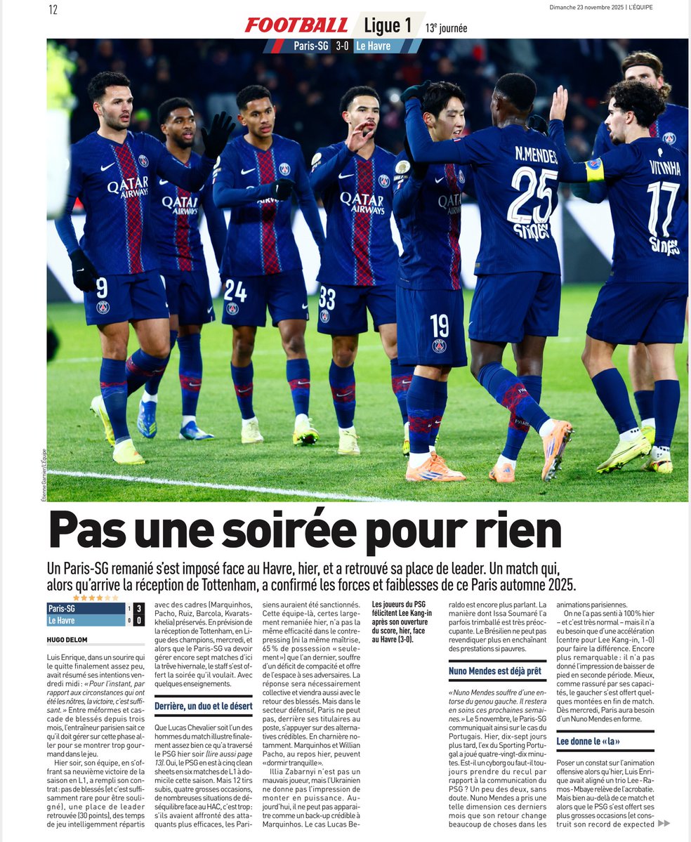 rdppsg's tweet image. 🔴🔵📰 Revue de presse #PSG de l’équipe , dimanche 23 novembre #PSGHAC