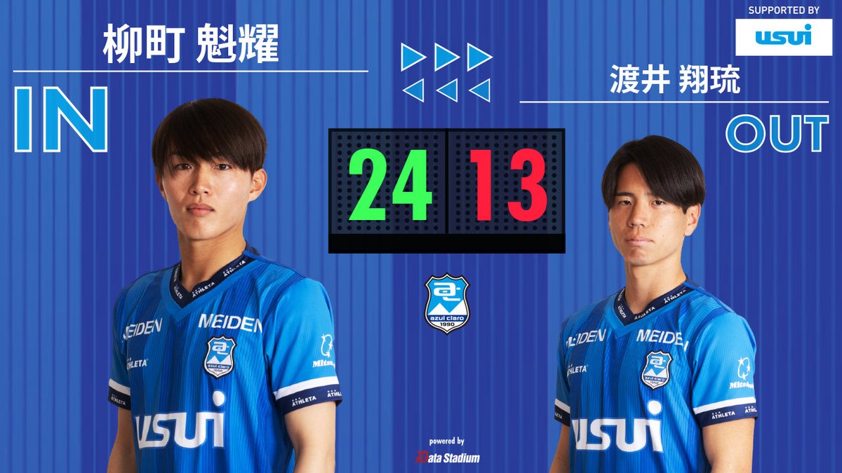 ⏱️後半20分｜選手交代

IN #柳町魁耀🔄OUT #渡井翔琉

🖥️DAZN［onl.tw/yT6Cuwj］
#アスルクラロ沼津 #結束～全力で闘え～
