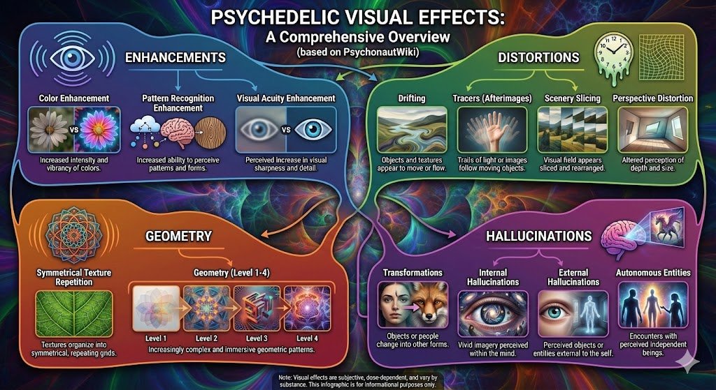Quentin21118961's tweet image. Ever stared at a flower and watched its petals explode into neon galaxies? 🌈✨ That&apos;s just the tip of the psychedelic visual iceberg! where colors ignite, patterns whisper secrets, and reality melts into fractal dreams.
Dive into this mind-bending infographic from…