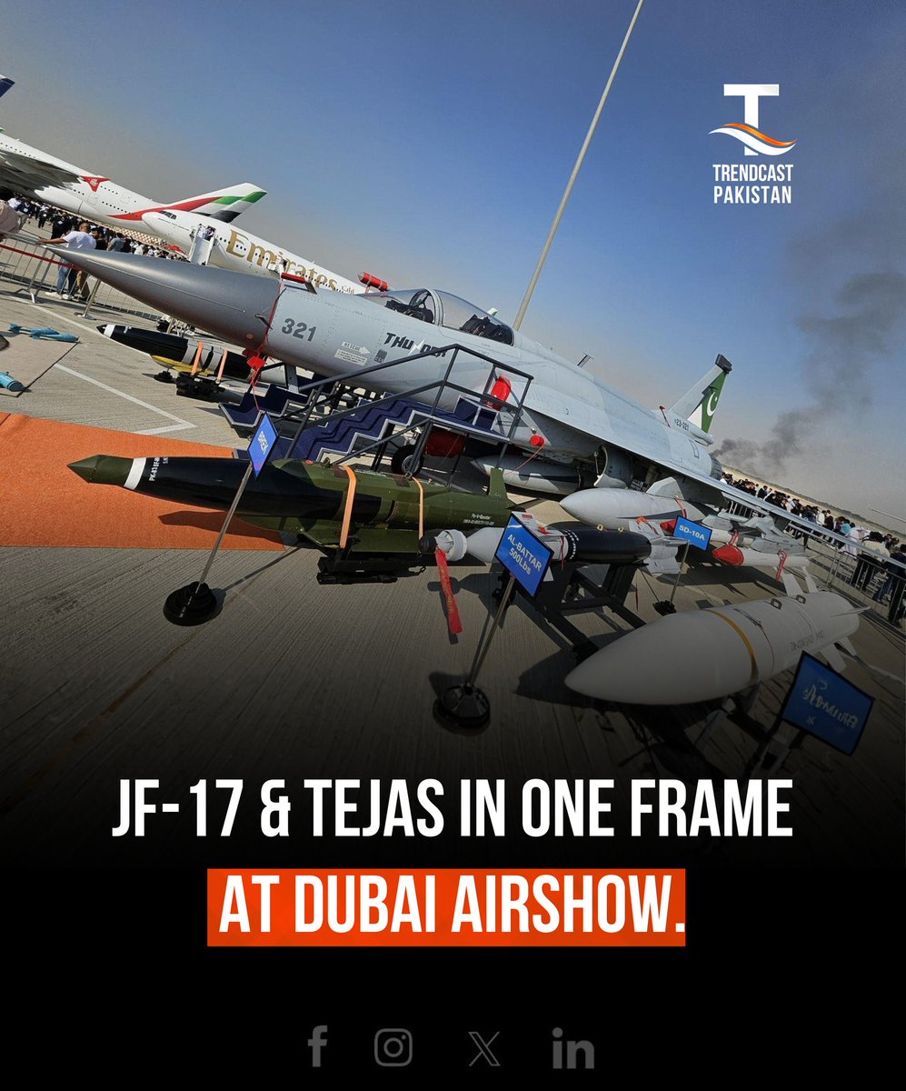 Khi_Alerts's tweet photo. Dubai Airshow: JF-17 showing performance, Tejas showing performance issues.
#DubaiAirshow #JF17Thunder #LcaTejas #AviationNews #MilitaryJets #AirshowHighlights #DefenseNews #PakistaniJets #IndianJets #AviationLovers https://t.co/e6BRIW0qZX