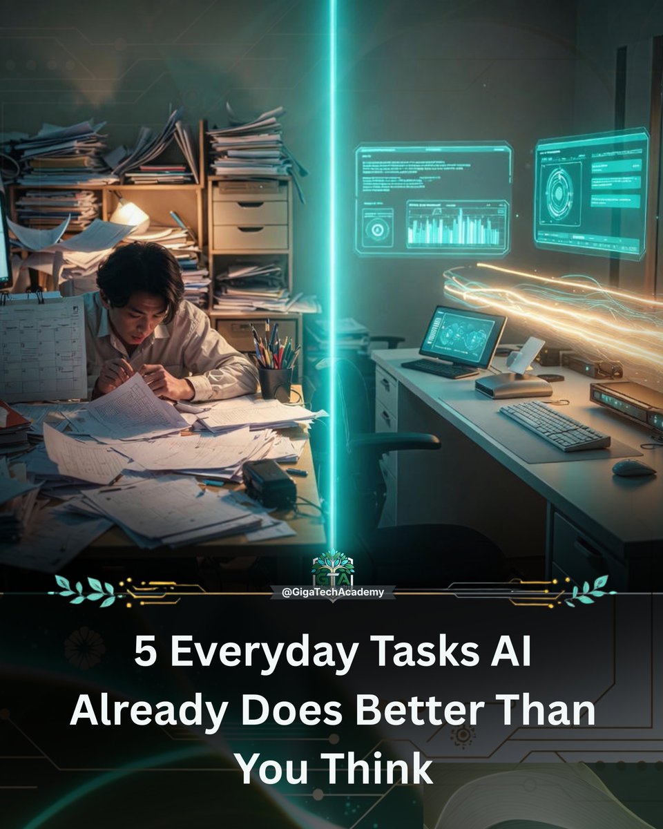 StirkTech's tweet image. Most people think AI is “someday.” 🤔

The truth? It’s already quietly outperforming us in everyday tasks, even ones you don’t notice. ⚡

Here are 5 ways AI is already working smarter than you:

1️⃣ Planning Your Day

AI can sync calendars, predict traffic, and adjust schedules…