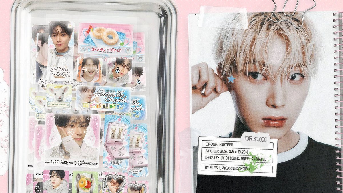 stuffsite's tweet photo. sells D-3 CLOSE PO (!!!) 

hi there, tenderhearts ♡ there isn’t much time left to bring these sticker sheets home. come grab yours for only 30k before the pre-order closes. have these angels with you at all times 🪽 (carnedangelo) https://t.co/1dnahGq8iI