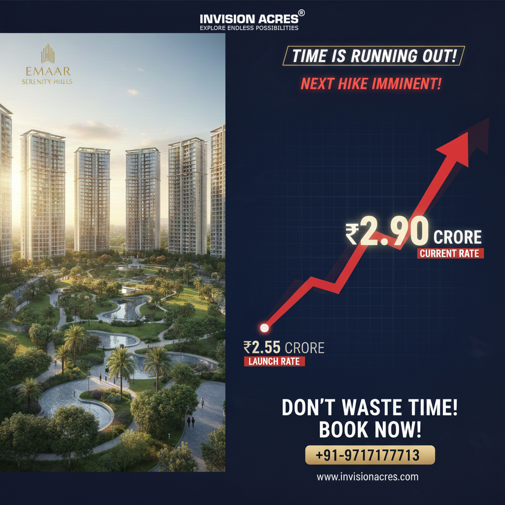 Invision_Acres's tweet image. 🚨 STOP! Emaar Serenity Hills Price Hike Alert! 🚨

₹2.55 Cr ➡️ NOW ₹2.90 Cr. The appreciation is real &amp;amp; fast in Sector 86, Gurugram.

📞 +91-9717177713 

#EmaarSerenityHills #PriceHike #InvestInGurgaon #LuxuryProperty #RealEstate