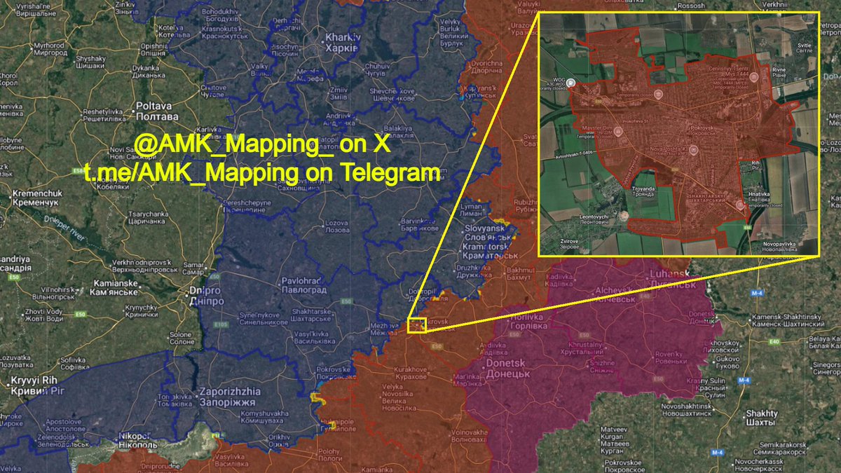 AMK_Mapping_'s tweet image. Russian forces have captured the city of Pokrovsk, Pokrovsk direction, Donetsk Oblast.

Pre-war population: ~60,127.
Total land area: ~30.60 km².