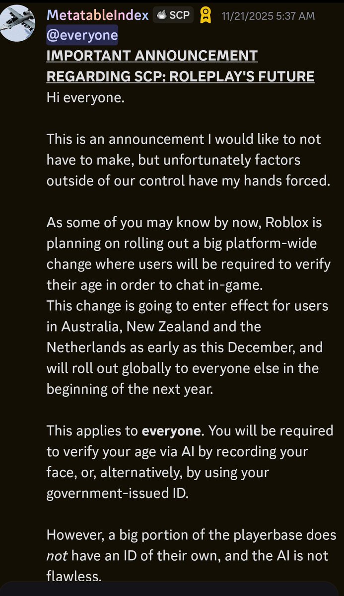 reyjsb's tweet image. @KreekCraft this is a massage from scp roleplay a popular roleplay game on roblox
#roblox #robloxnews