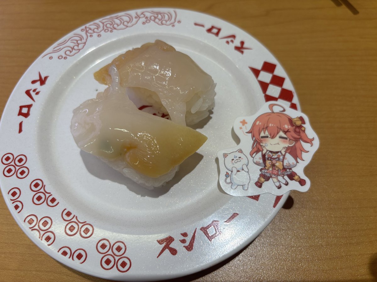 Takepon_Unity's tweet image. どうせもう1品ぐらい食べるならと(　ﾟдﾟ)ｸﾜｯ
#スシローみこちコラボ