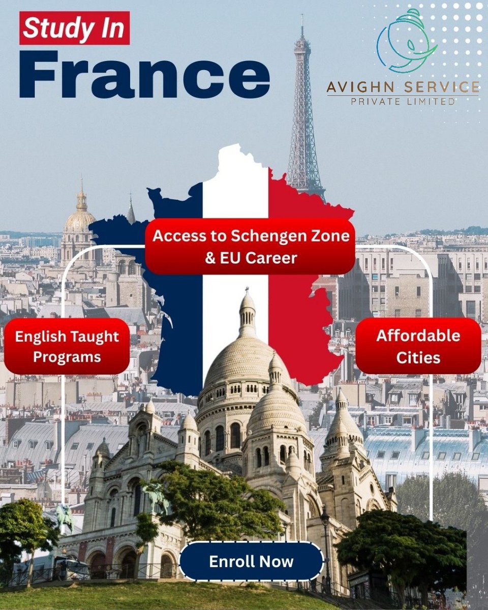 AvighnService's tweet photo. Low IELTS score? No worries! France is a great study destination with affordable fees and scholarships upto£3500

Contact us at +91 7901202255 to know more about studying in France
#StudyinFrance #StudyinEurope #Masters #StudyAbroad #OverseasEducation #AvighnService #Mangalagiri https://t.co/b66QRHy8B7