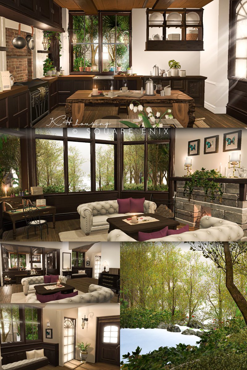 「Winter House」

冬景色の見えるお家にしてみました！(向日葵畑再利用)
雪が降りそうな曇り空、景色の見える窓辺、暖炉があってキッチンがあるイメージで作ってみました❄

こちらは期間限定公開になります！
※11月/23〜1/31(土)

住所はリプに↓
#FF14ハウジング #KH_housing
#FF14housing