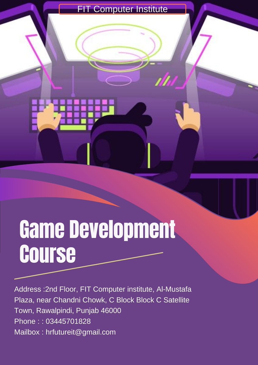 FitComputer's tweet image. Game Development Course In Rawalpindi And Islamabad
futureittechnology.com/game-developme…
futureittechnology.com/All-Courses-Li…
Address: 2nd Floor, FIT Computer institute, Al-Mustafa Plaza, near Chandni Chowk, C Block Block C Satellite Town, Rawalpindi, Punjab 46000

Phone: 03445701828