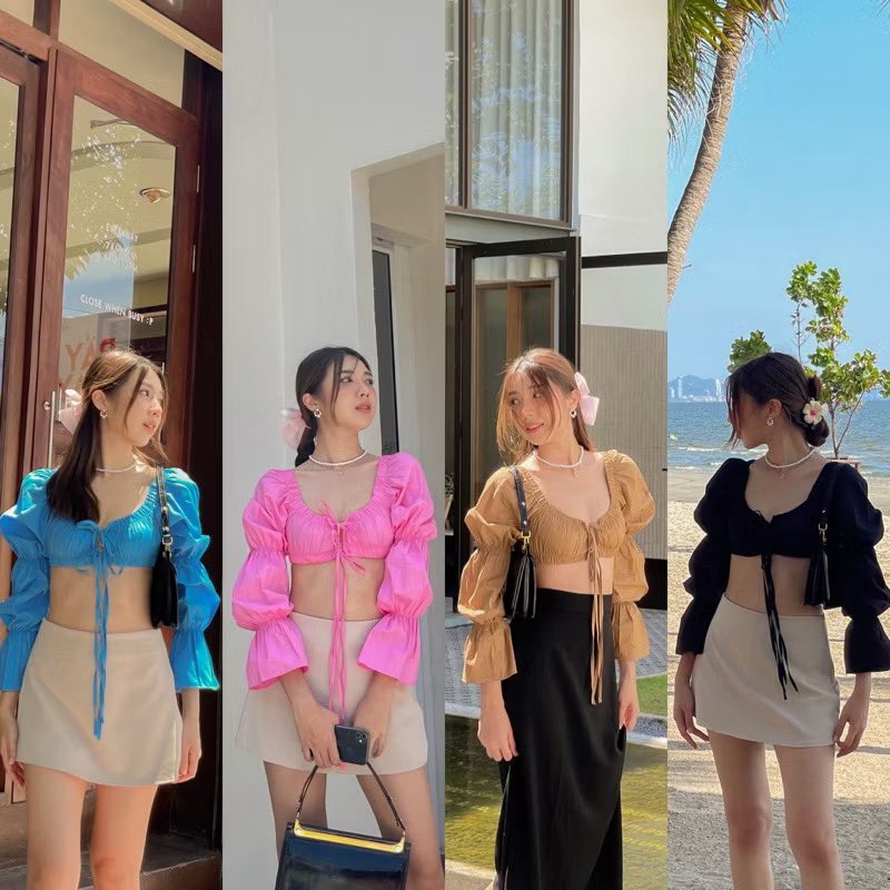 ใครหาเสื้อครอปแขนยาวที่ใส่แล้วดูแพง ราคาน่ารักอยากแนะนำร้านนี้ ราคา 200+  แล้วมีสีเยอะ น่ารักทุกตัว ผ้าไม่บางด้วย