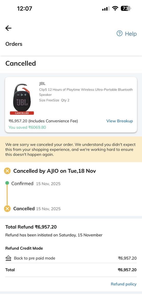 mrbhargav191's tweet photo. "Update: Still no response from @AJIOLife @AjioCares  @JBLaudio after 2 cancellations of my JBL speaker order! Ordered during discount &amp; still no resolution.
I extremely disappointed with your service !
#Ajio #CustomerService #JBLSpeaker" https://t.co/d03uzW4unF