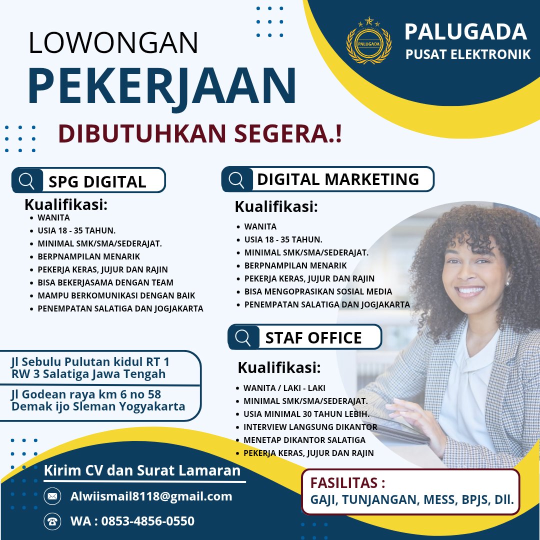 bangalwi_acn's tweet image. Selamat Siang Minggu Semua dibutuhkan segera.!
Lowongan Pekerjaan
SPG Digital, Digital Marketing, Staff Office
Penempatan 
Jl Sebulu Pulutan kidul RT 1 RW 3 Salatiga Jawa Tengah
Dan 
Jl Godean raya km 6 no 58 Demak ijo Sleman Yogyakarta
#OpenHiring #hiring #loker #lowongankerja