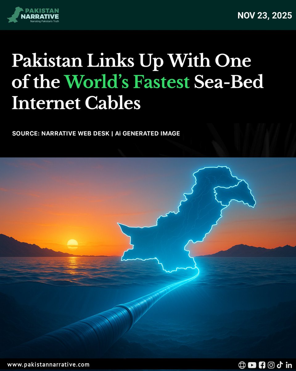 Pakistan has been connected to a new high-speed undersea internet cable, which is expected to improve overall connectivity and network performance. 

This upgrade may help reduce slowdowns and support better digital access across the country.

Disclaimer:
The following content is