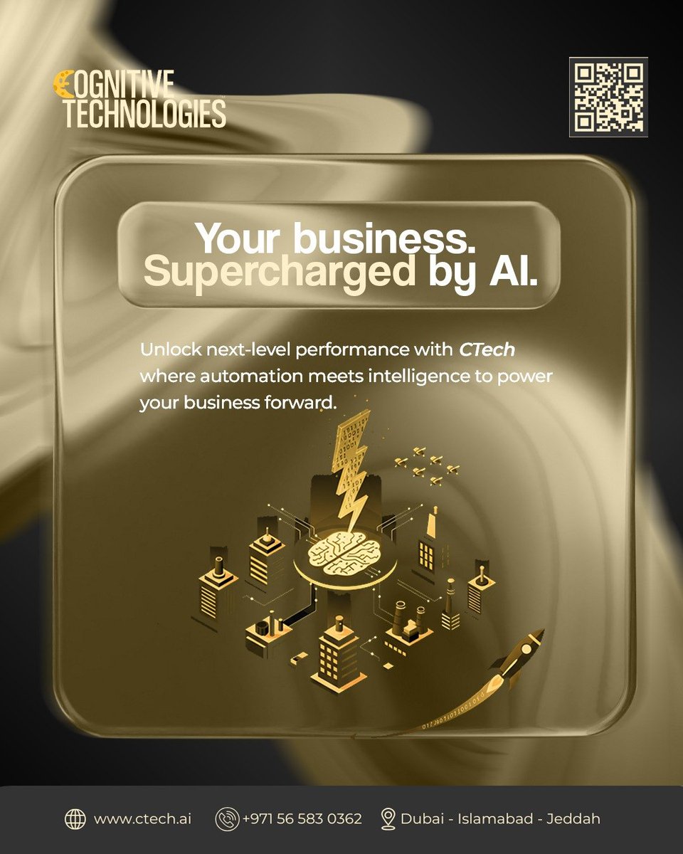 c0gt3ch's tweet image. Your Business is Superchanged by AI!

#CognitiveTechnologies
#ArtificialIntelligence #AITechnology #Automation#DigitalTransformation #SmartSolutions#AIForBusiness
#FutureOfWork #CTechAI
#AIRevolution#SmartSolutions