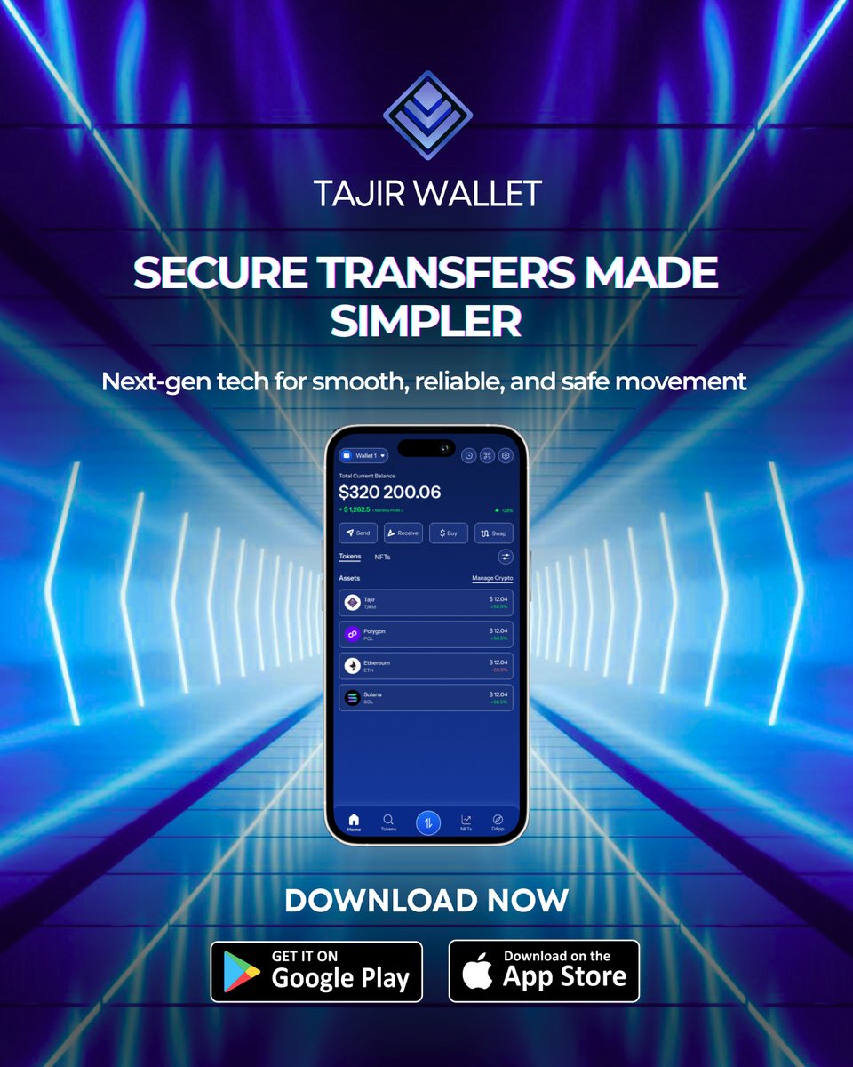 💡 Smart design. Strong security.
That’s what makes Tajir Wallet the smarter way to move assets.

Try it yourself: bit.ly/Tajir-Wallet-D…

#TajirWallet #Web3 #SafeTransfers #BlockchainTech #NonCustodial #Blockchain #DApps #Bitcoin #Cryptocurrency