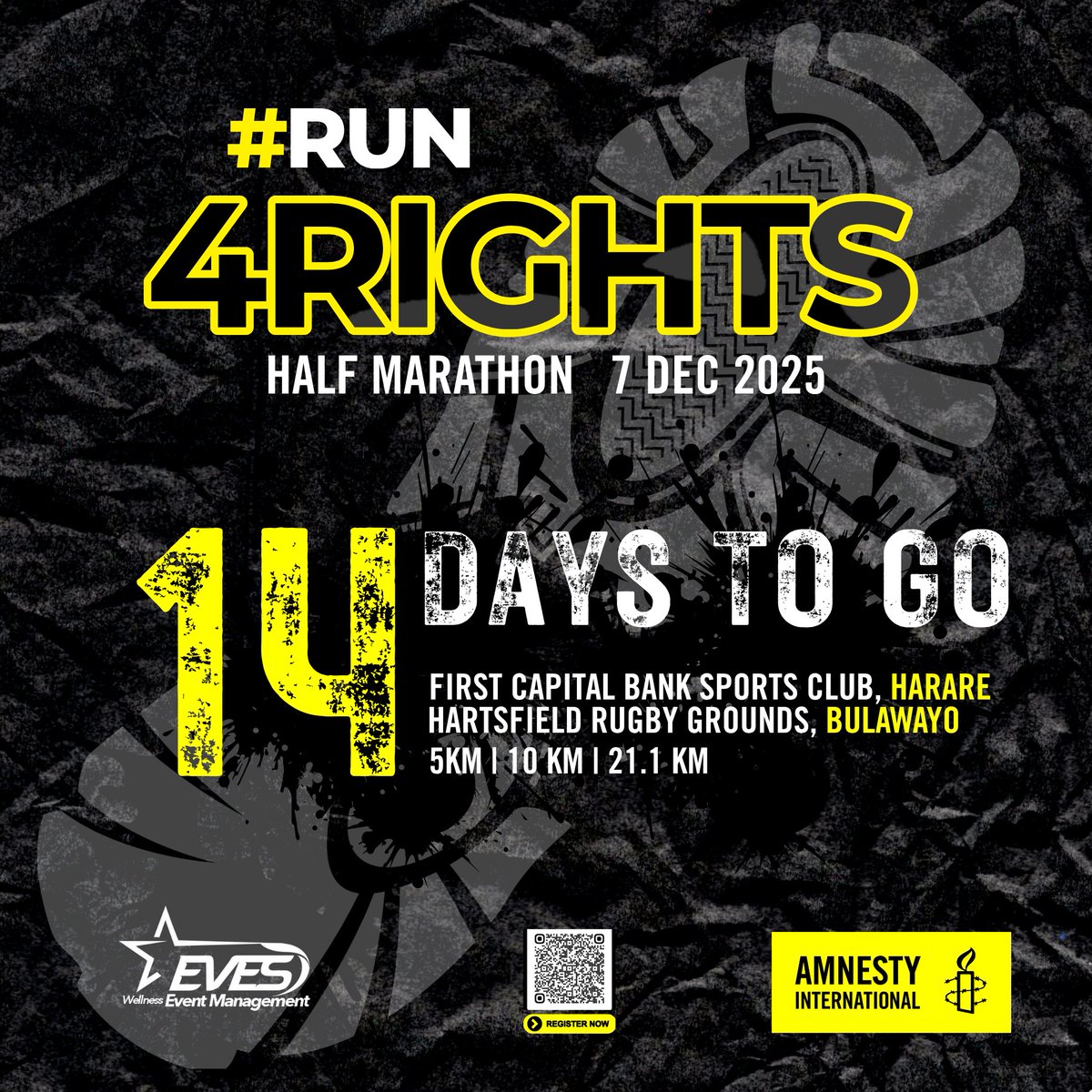 amnesty_zim's tweet image. Bulawayo, are you ready?

Catch Insimbi ZeZhwane performing live at the #Bulawayo Run4Rights Half Marathon.

📅 Date: Sunday 7 December 2025.
📍 Locations: Hartsfield Rugby Grounds, Bulawayo.
🏃 Categories: 5KM, 10KM, and 21.1 KM.

⏰ Don't miss out!

👉 Register here🔗: