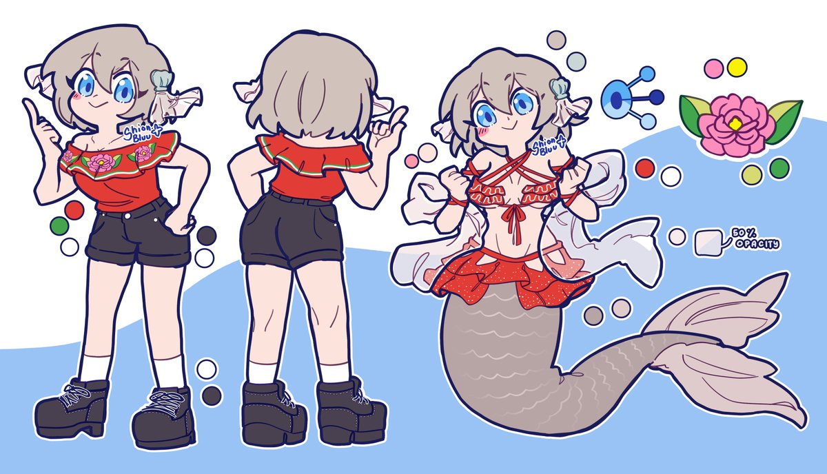cophocoa's tweet image. felt like posting some refs of my mermaid ocs Isla and Stella. full body mermaid refs by @/PsychoWolF01 and fullbody human refs by @/xionbluu. thanks again to these artists for their great work