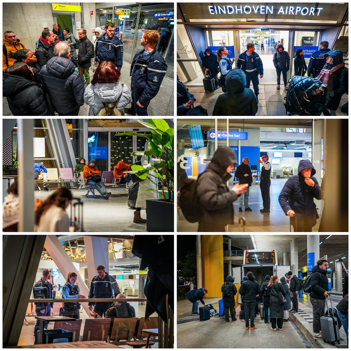 Op Eindhoven Airport is zaterdagavond laat een chaos ontstaan toen reizigers na urenlange vertragingen met bussen op de luchthaven arriveerden. De terminal sloot om middernacht waarna iedereen die moest verlaten en in de kou buiten werd gezet.