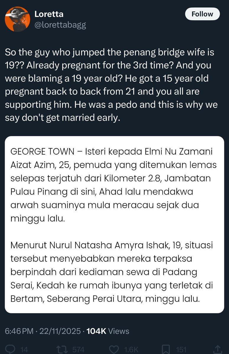 na_hadf's tweet image. A man took his life bc of mental health issues &amp;amp; u are twisting it to bash patriarchy? Where is ur empathy? U called him a deadbeat father, sedangkan u tak tahu cerita penuh

Also u dont agree with young marriage, but u agree with sex outside marriage huh?

Gosh how evil can u be