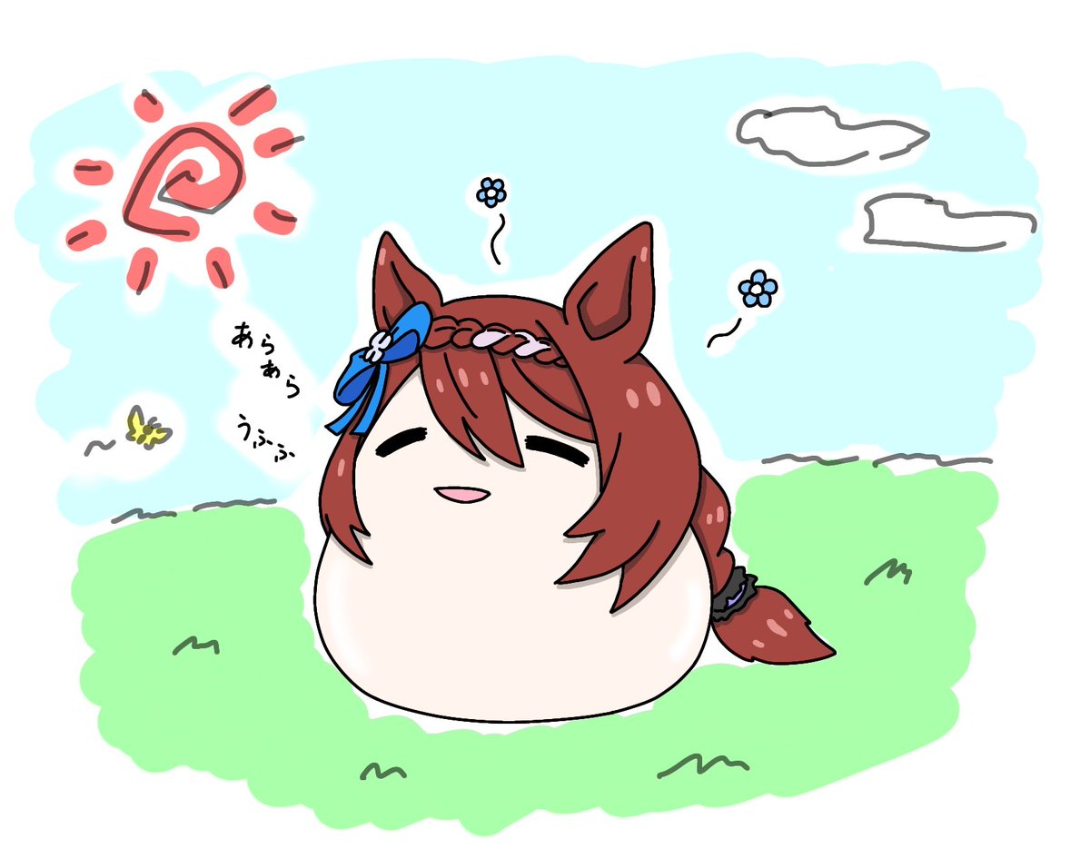アドマイヤベガ(ウマ娘) ,アグネスタキオン(ウマ娘) ,ゴールドシップ(ウマ娘) ,ハルウララ(ウマ娘) ,マンハッタンカフェ(ウマ娘) ,オグリキャップ(ウマ娘) ,ライスシャワー(ウマ娘) ,サイレンススズカ(ウマ娘) ,テイエムオペラオー(ウマ娘) 「#三連休はフォロワーが増えるらしい カフェタキクリーク、あとライススズカ昭和組が」|モック(URC03 7枠09)のイラスト