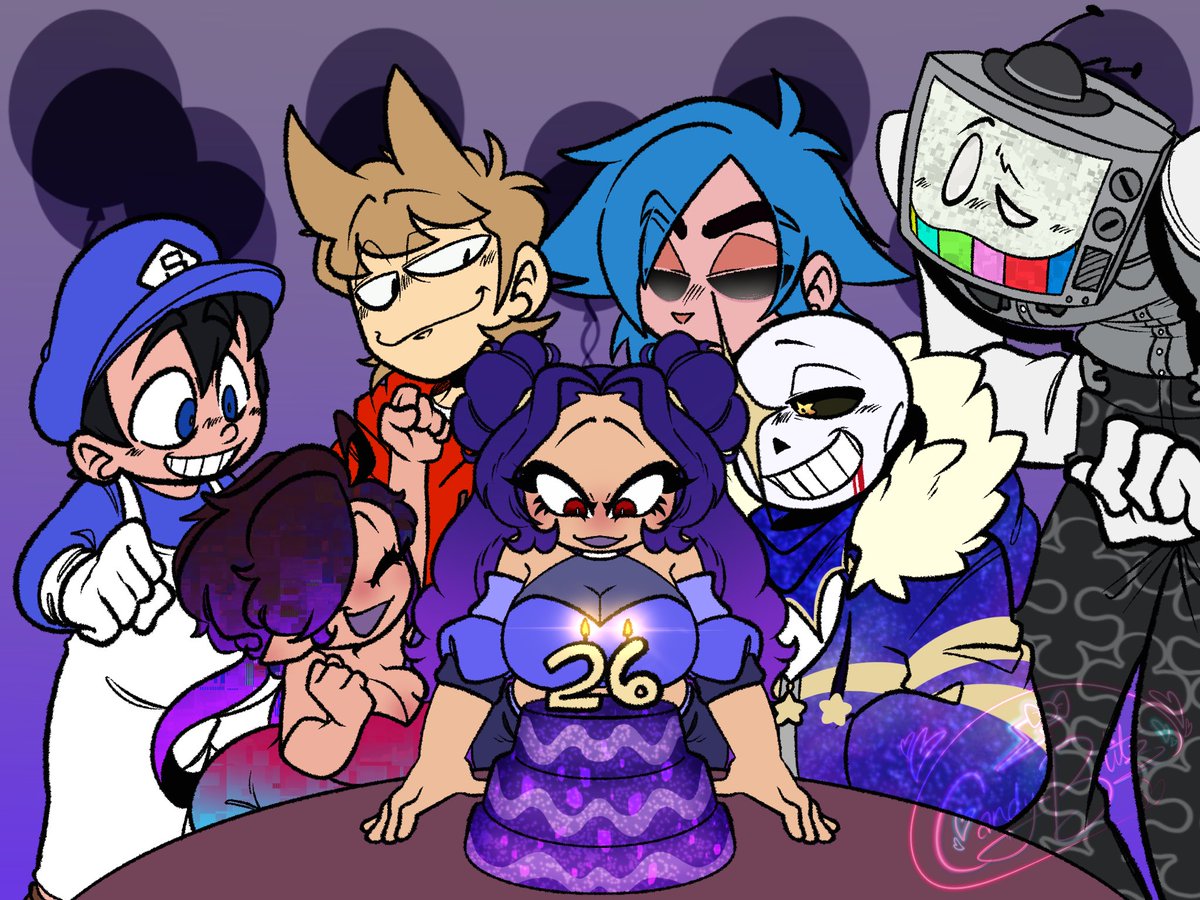 On Nov.13th I turned 26!! It was the best day ever!! This drawing shows my favorite characters and another year to look forward to! Thank you all so much for everything and the birthday wishes!💜⭐️ 

Wonderful commission from <a href="/xglitch_candyx/">✮⋆˙「 ✦ Cαɳԃყ_Bʅιƚȥ ✦ 」˙⋆✮</a> ❤️❤️❤️