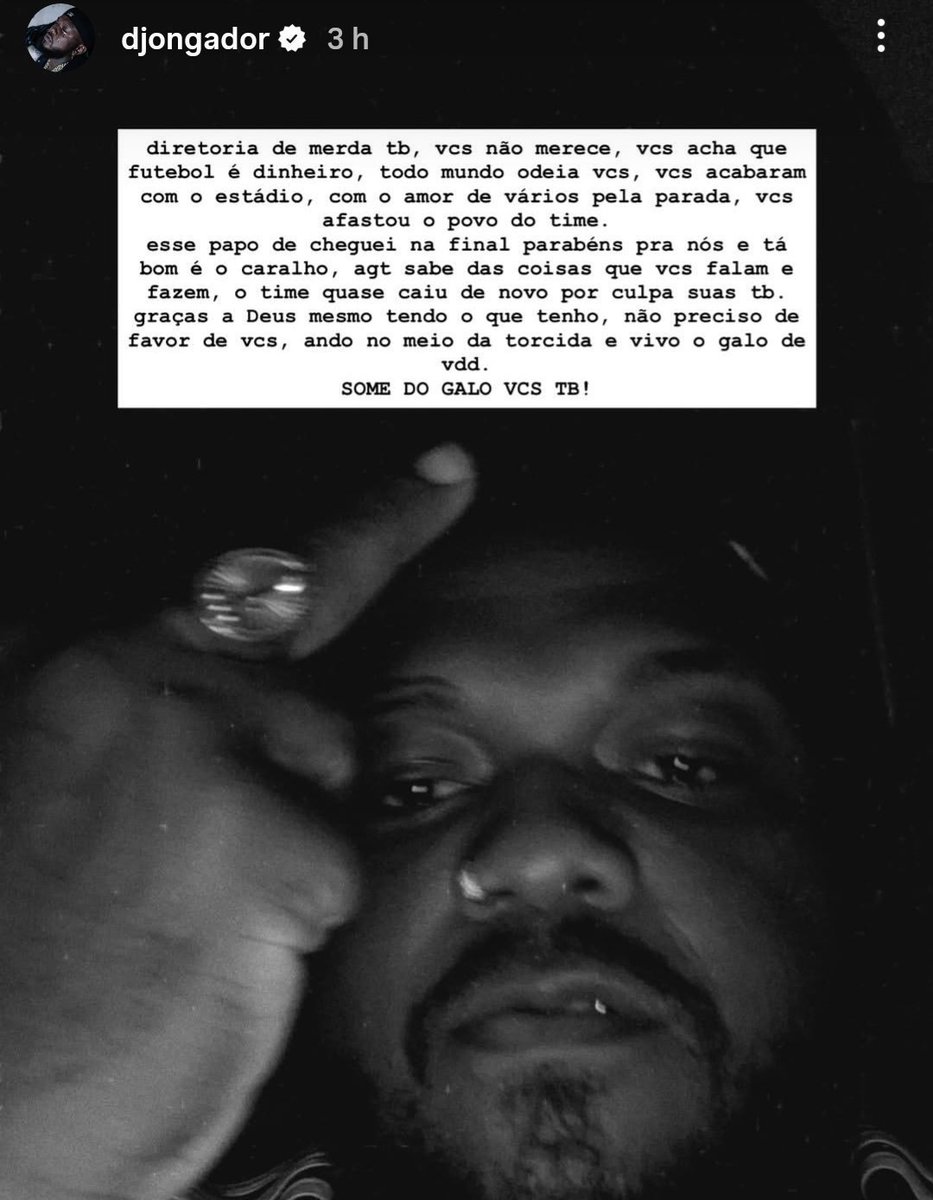 Semana que vem eles apagam o Djonga do Mural Alvinegro também...