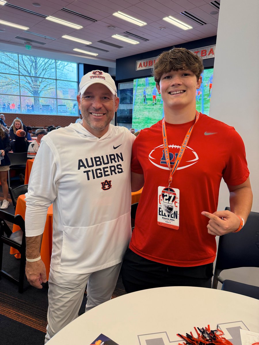 Brayson_Albin's tweet image. #89 Had another great 🏈 gameday visit today on the 📍Plains. Thank you @AuburnFootball, @AuburnMade, and @chadlunsford for the good experience. I hope to be back soon! 🦅🦅🦅
#WarEagle #ToeTheLine #EyesUp #RecruitBJP
@BJHS_Football @BJRecruiting @DavidJenrath @MarkAlbin_AL