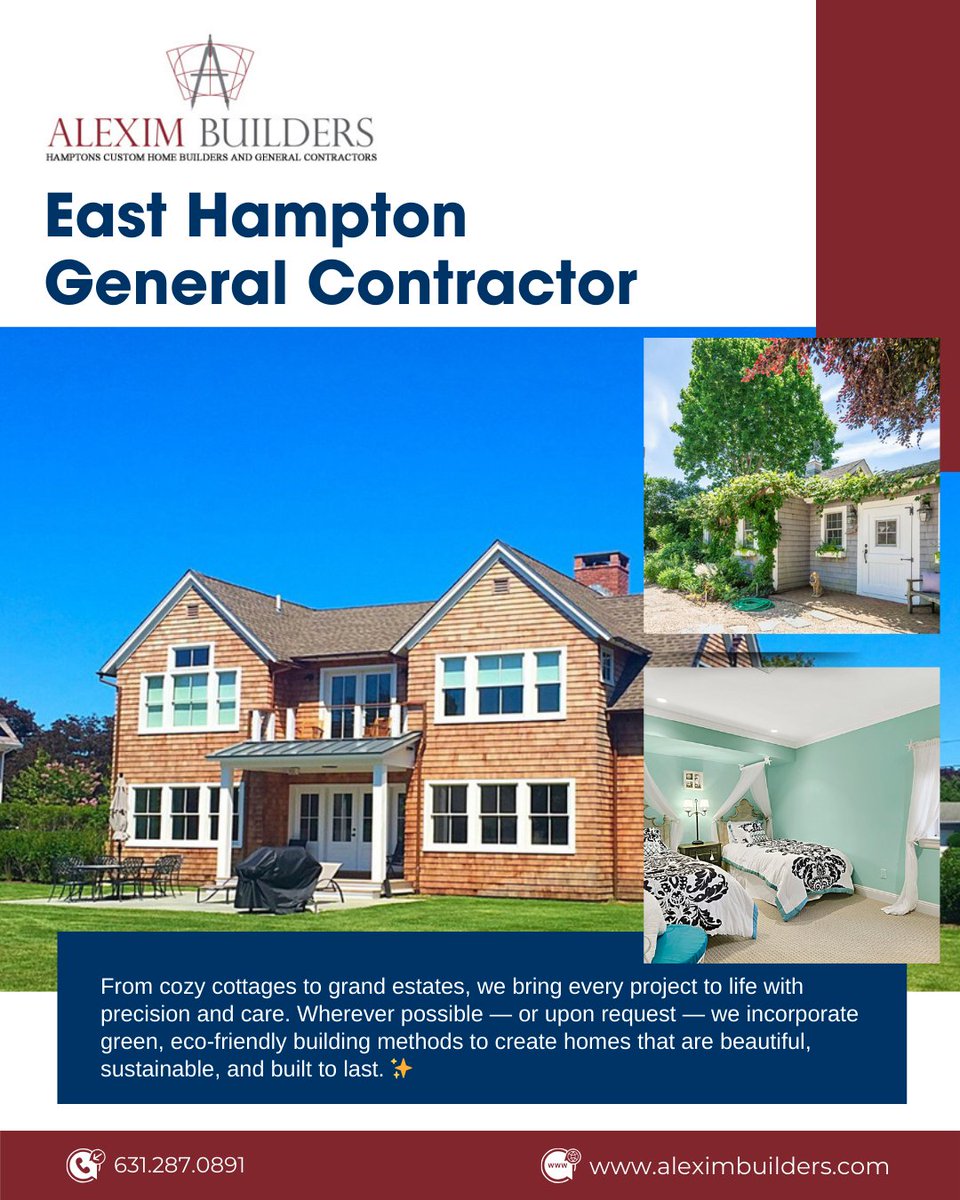 builders_alexim's tweet image. 🏡 East Hampton General Contractor – Alexim Builders 🌿

From cozy cottages to grand estates, we bring every project to life with precision and care.✨

#EastHampton #GeneralContractor #AleximBuilders #SustainableConstruction #EcoFriendlyBuilding #HamptonsHomes #CustomHomes