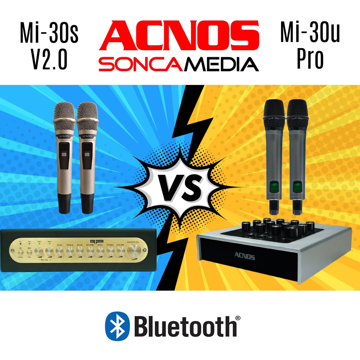 KaraokeHomeEnt's tweet image. 👉 khe.com.au/mi30comparison 🎤 which suits your needs better the Acnos Mi-30s V2.0 vs Mi-30u Pro! Use your existing Sound System together with Smart TV, Phone, Tablet or Laptop—2 Wireless Mics, Vocal/Music Mixer, BT and full TV integration.

#EasySetup #KaraokeLif...