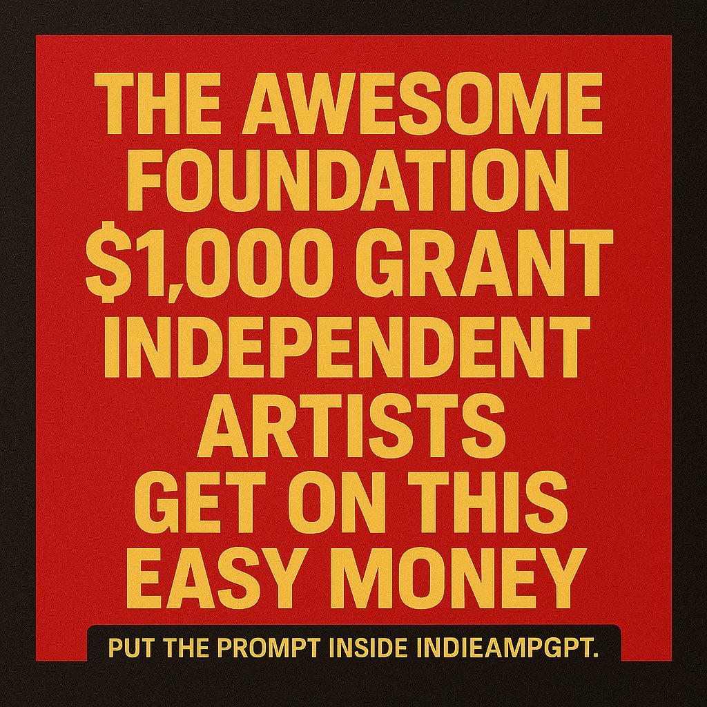TGainesGlobal's tweet photo. Artists are stressing over studio costs while a $1,000 grant is literally sitting on the internet unclaimed.
Type INDIEAMPGPT and go get it. https://t.co/lsqq4f1fMk