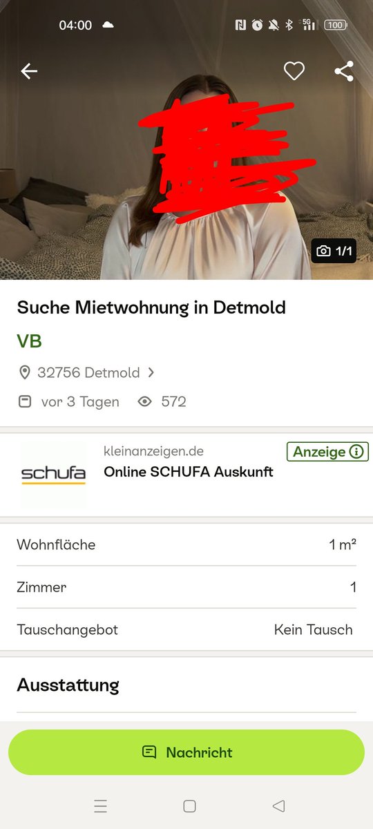 Kleinanzeigen auf, das auf der Startseite sehen, kurz Kotzen, Kleinanzeigen schließen.🤮

Ich suche übrigens ne Garage zur Miete in Paderborn. 
👉👈