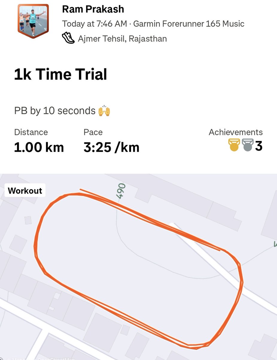Massive PB by 10 seconds on the occasion of 1k time trial today. I attempted 1k after 10k easy run this morning. Also, this was a test for Nike Alphafly 3. Way to go for Adani Ahmedabad Marathon 🏃‍♂️🏃‍♂️🙌

<a href="/AhmdMarathon/">Ahmedabad Marathon</a>

#Running #Marathon