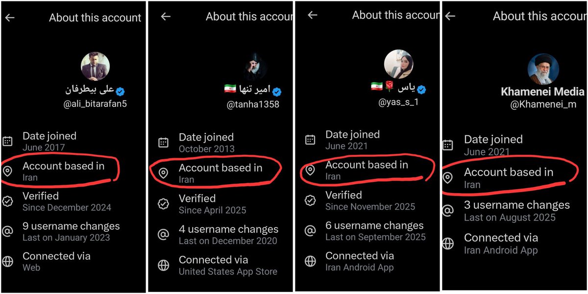 ShayanX0's tweet image. 🔴 JUST IN — The online propaganda agents of the Islamist regime in Iran have been exposed following the rollout of X’s new location feature.

Since the regime blocked social media, ordinary Iranians rely on VPNs, which usually causes their X locations to appear in the countries…