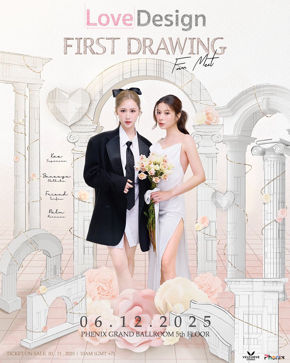 Suwing982's tweet image. TICKETS ASSISTANCE 🎫
LOVE DESIGN &amp;lt;FIRST DRAWING &amp;gt;FAN MEETING  IN BANGOK.
🗓️ 6 DECEMBER 2025
⚪ ZONES $7500/$5500/$4500/$3500/$2000
THB 
✅ will use your own account 
💌Dm mow for booking 
#VelCurveStudio
#รับรักออกแบบ 
#LoveDesignSeries
#KaoJaneJaneKao
#เก้าเจนเจนเก้า