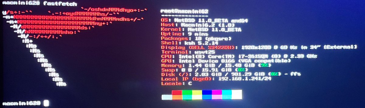schmonz's tweet image. Macmini6,2 #netbsd