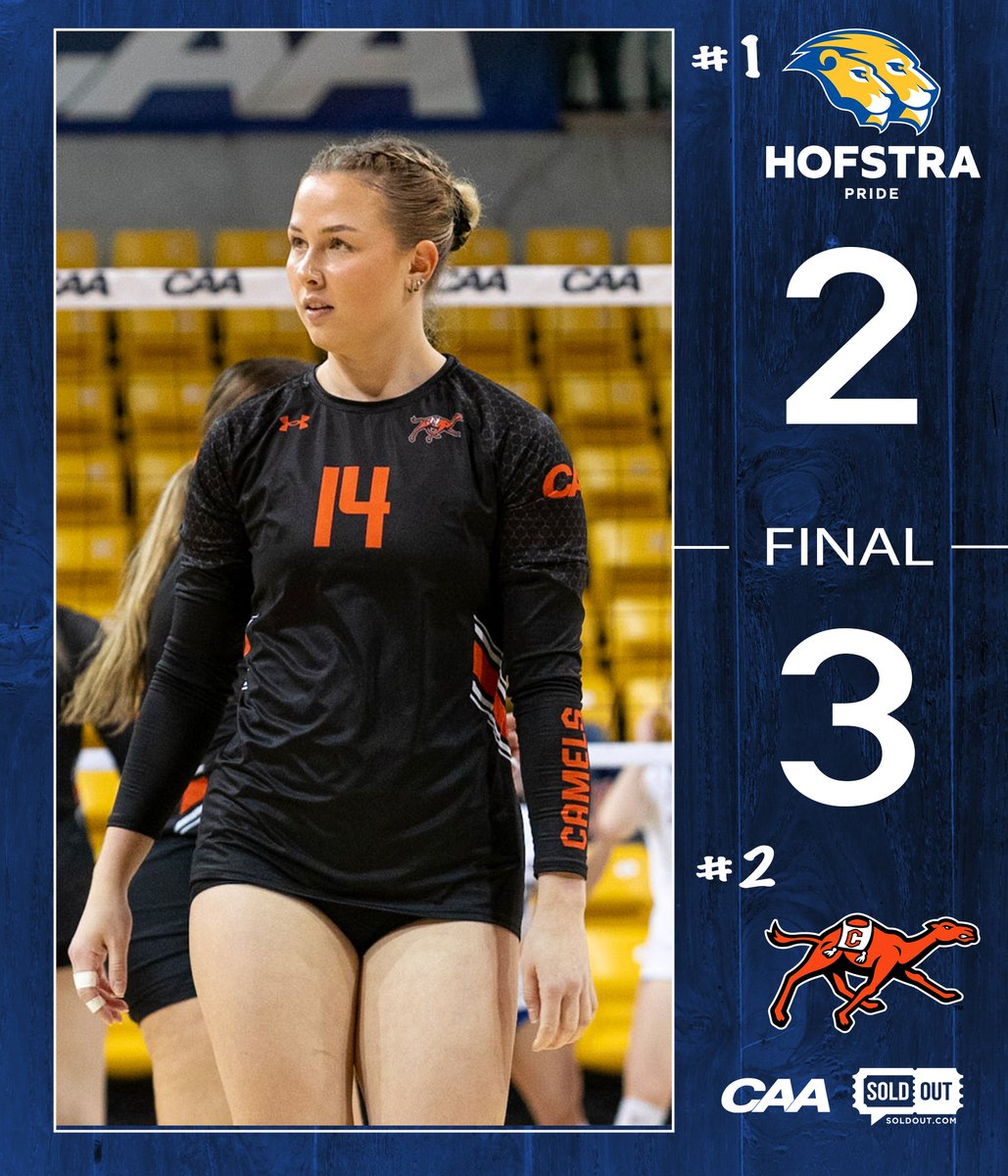 CAASports's tweet image. An incredible finish to the 2025 #CAAVB Championship with the @GoCamelsVB grinding out a five-set thriller, moving to 7-0 in matches that go the distance!

#CAAChamps x @SOLDOUTCOM