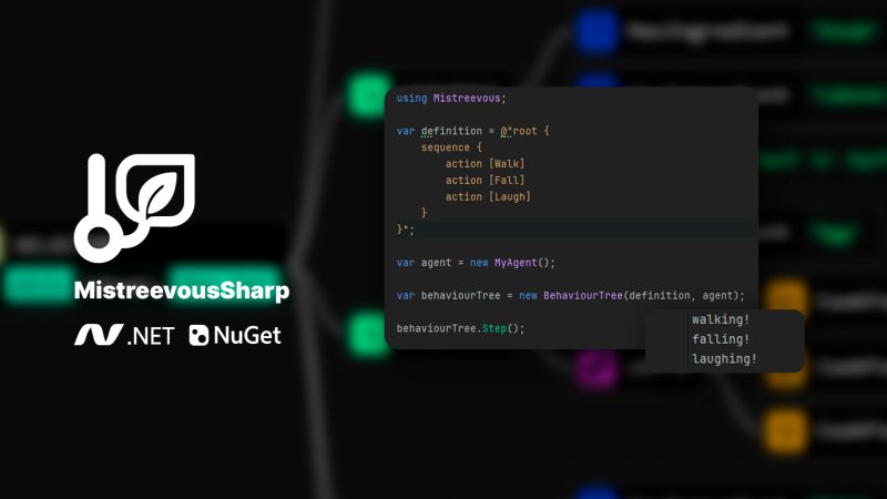 sa1ntsdiego's tweet image. Lancei meu primeiro pacote no NuGet: um rewrite em C# da biblioteca de behavior trees Mistreevous. Rápido, determinístico, zero-allocation e pronto para servidores, Unity/Godot e agentes reativos.

GitHub: github.com/guinhx/Mistree…
#dotnet #csharp #gamedev #AI #opensource