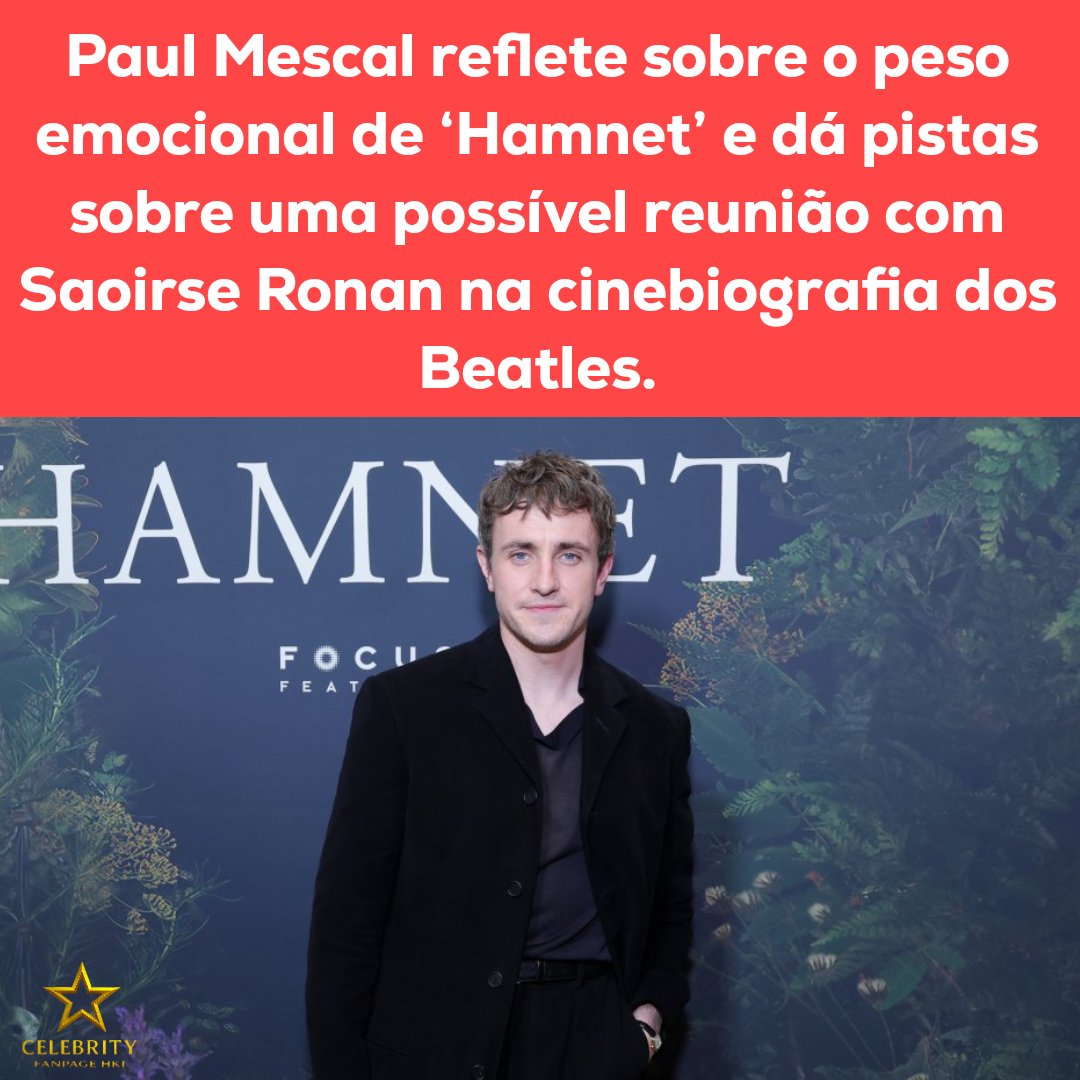 celebrityhki's tweet image. #PaulMescal falou abertamente sobre as cenas emotivas que filmou para seu novo filme, Hamnet.
