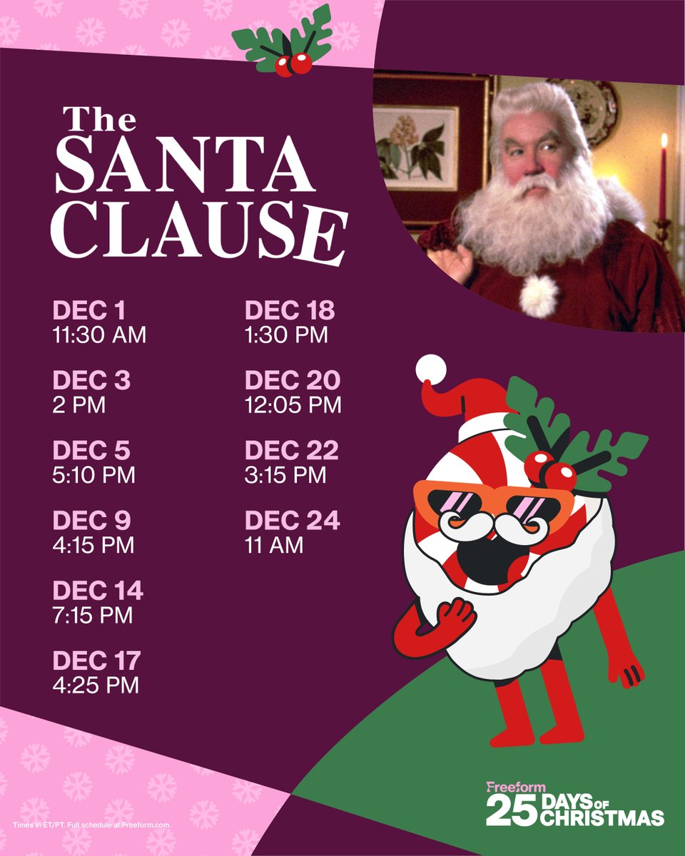 25Days's tweet image. it&apos;s just not christmas without a clause. watch the santa clause movies during #25DaysOfChristmas on @FreeformTV