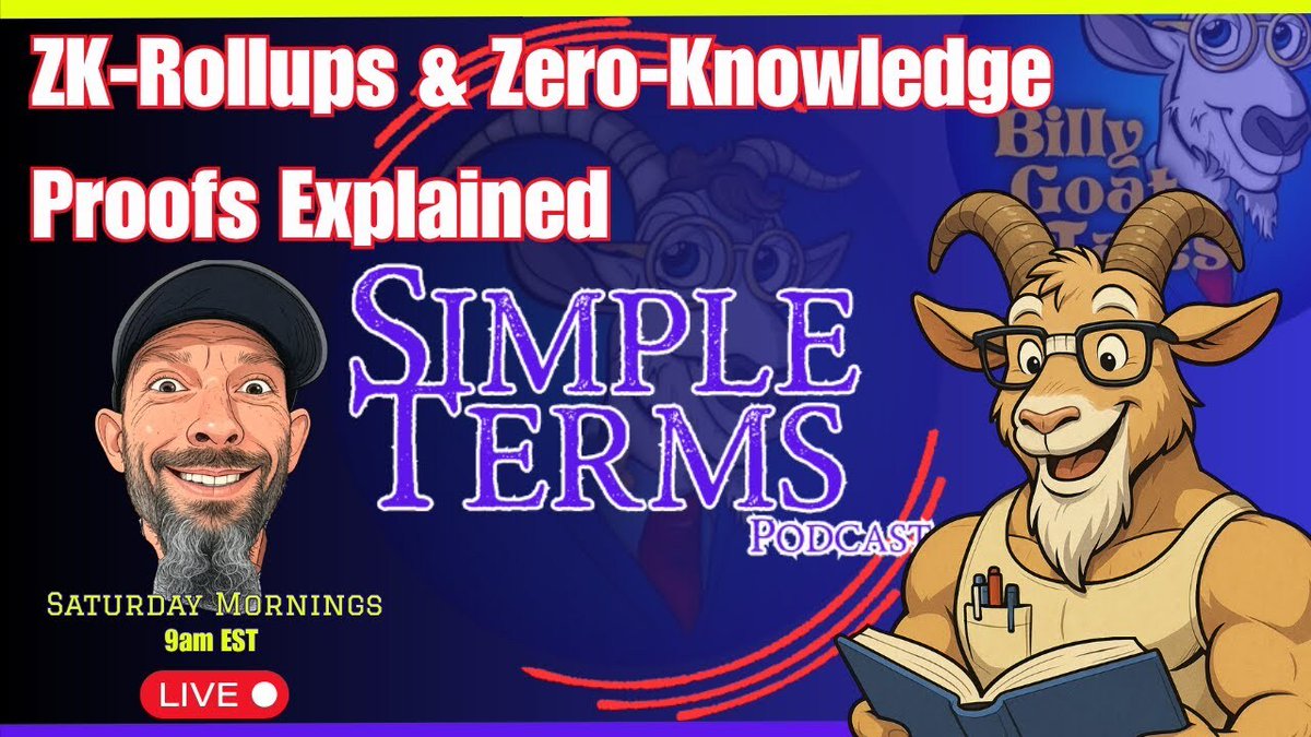 BillyGoatTales's tweet image. youtube.com/watch?v=fGyak5… We’re going LIVE to break down zero-knowledge proofs (ZKPs) and ZK-rollups in Simple Terms 🐐

If you’ve ever heard “ZK,” “zkSync,” or “ZK-rollups are the endgame for Ethereum” and thought, “I kinda get it… but not really,” this … ift.tt/zHO49UL