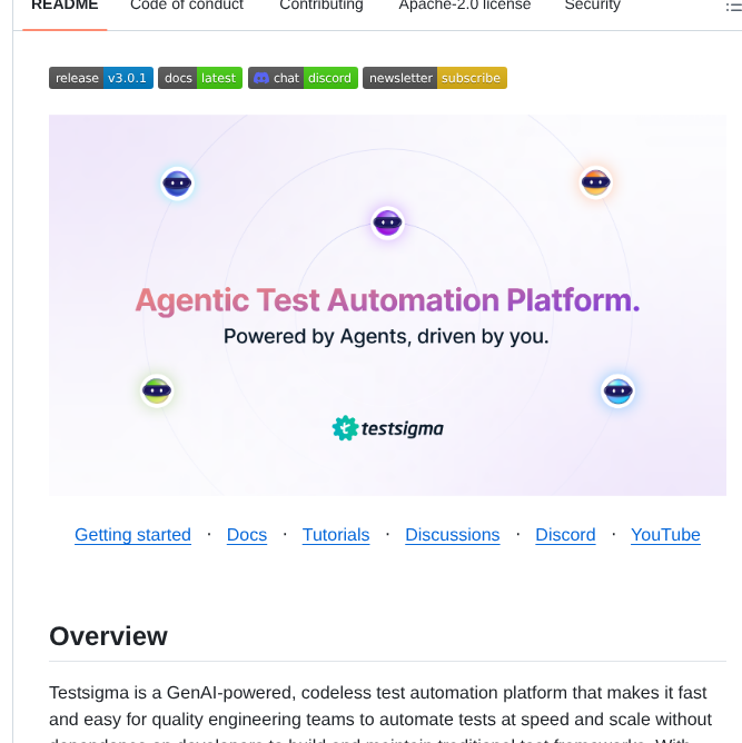 Automates testing using AI agents

github.com/testsigmahq/te…