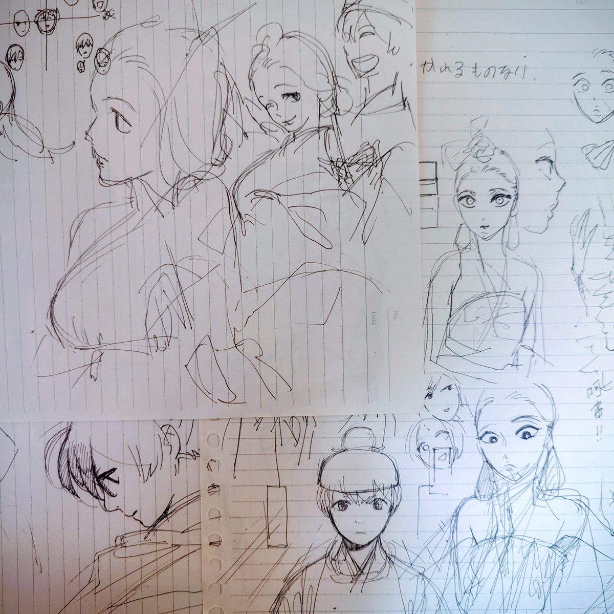 椿の初期案。
気の強いイケズな女性の予定だったのですが、それだと貫之のアレな部分をカバーできなかったので今の椿に変更しました。

名前の「椿」は古語で「海石榴(つばき)」にしたかったのですが、見慣れない漢字でノイズになりそうだったので変更しました。でも本当は「海石榴」なんです( ノД`) 