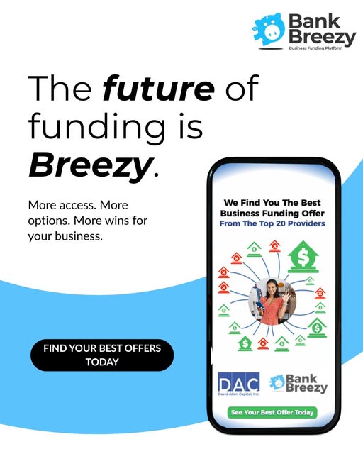 billschall's tweet photo. Apply today at: https://t.co/QTpzZqixMy
The future of business funding is here. Fast answers. Better offers. More wins for the ones building our economy every single day.
Experience funding the Breezy way.

#BankBreezy #BusinessFunding #GetCapital #WorkingCapital https://t.co/Iy2xp6zKga