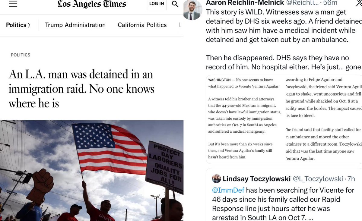 The reason people freak out and run from Trump’s racist goon squad is they are literally disappearing people. latimes.com/politics/story…