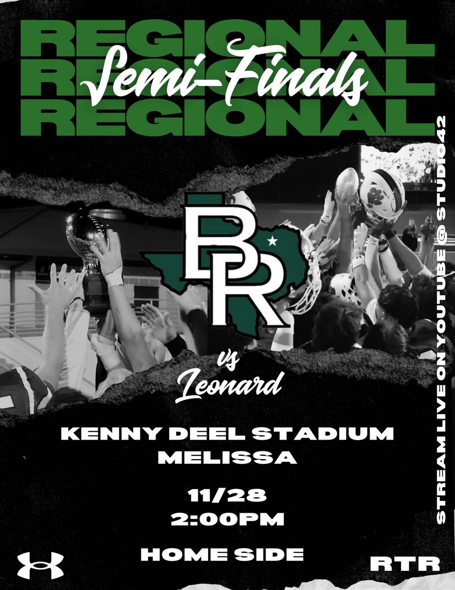 🚨🚨 Regional Semi-finals is set!🚨🚨

Meet us at Kenny Deel Stadium on Black Friday as we take on a district opponent. 

Game time is set at 2:00pm. We will be on the home side!
