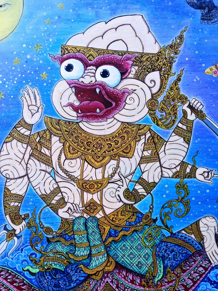 ARTtoU1991's tweet photo. หาวเป็นดาวเป็นเดือน (หนุมาน), Hanuman 
Size 100x120 cm , Acrylic on canvas
#art #artist #drawings #piant #thaiart https://t.co/5wwOpzze7o