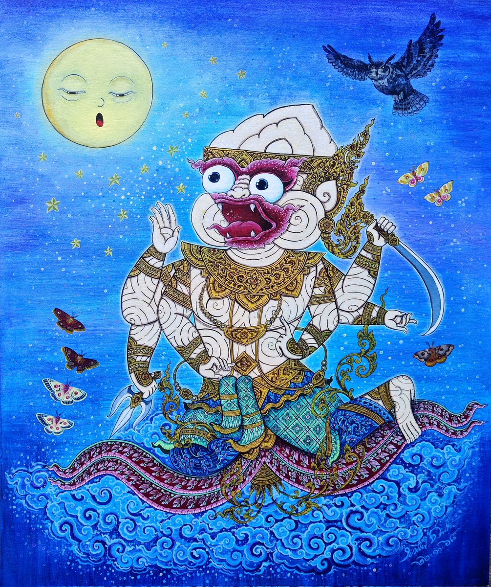 ARTtoU1991's tweet photo. หาวเป็นดาวเป็นเดือน (หนุมาน), Hanuman 
Size 100x120 cm , Acrylic on canvas
#art #artist #drawings #piant #thaiart https://t.co/5wwOpzze7o