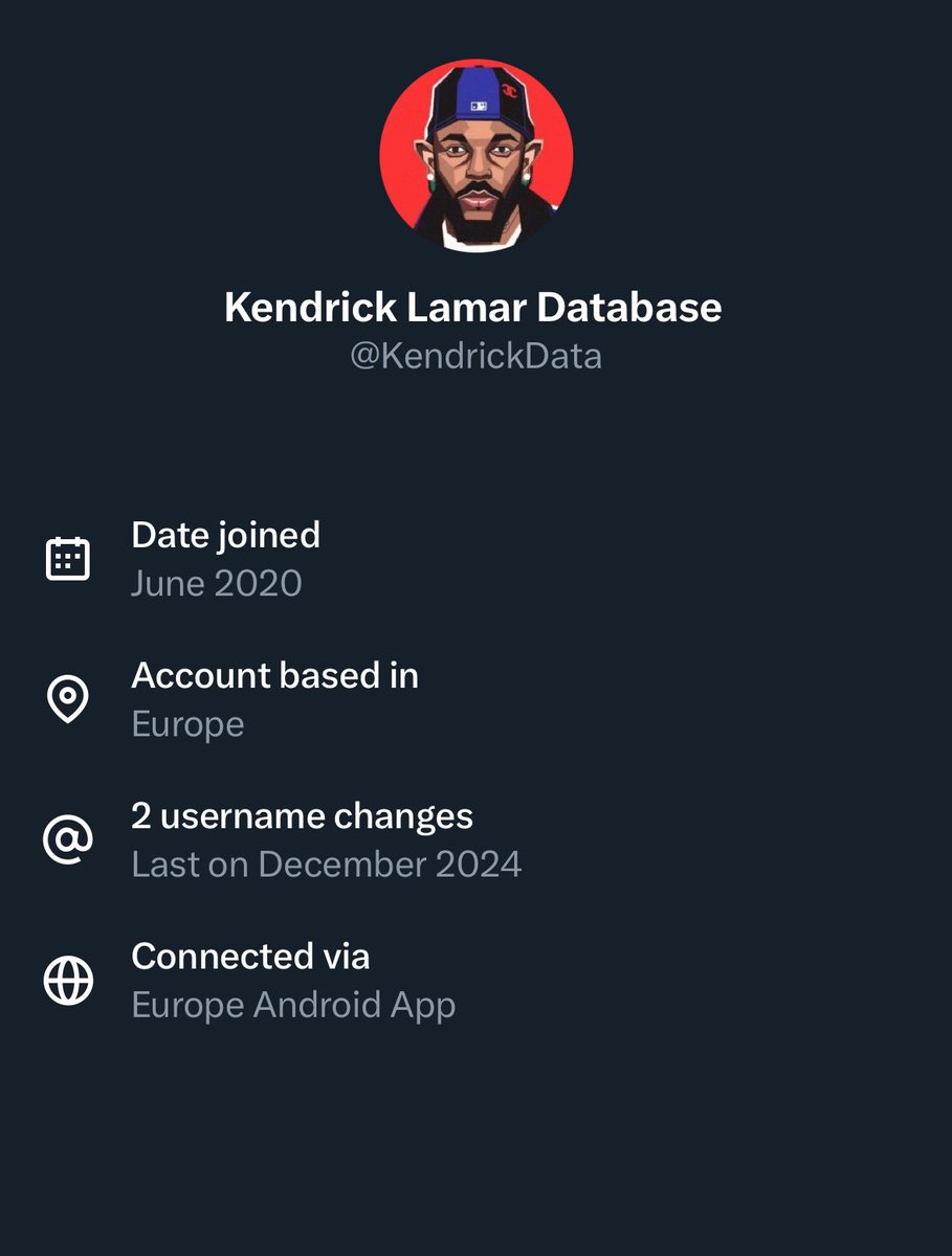 0nlyhermar's tweet image. A thread on all the @kendricklamar bots I mean fan accounts that popped up after last year’s diss tracks. Interesting how none of those accounts are even based in America. 🇺🇸 

Up first ✅@KendrickData